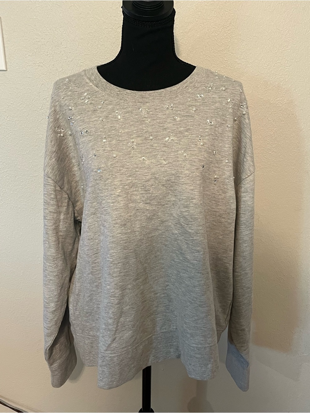Jcrew Factory Embellished Grey Sweatshirt Size XL